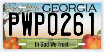 GA license plate PWP0261