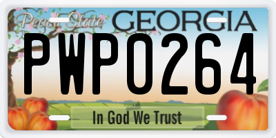GA license plate PWP0264