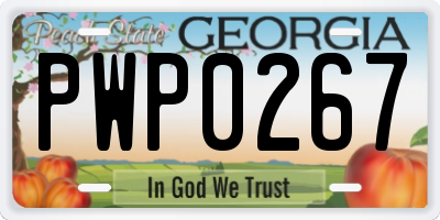GA license plate PWP0267