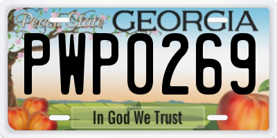 GA license plate PWP0269