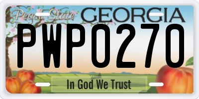 GA license plate PWP0270