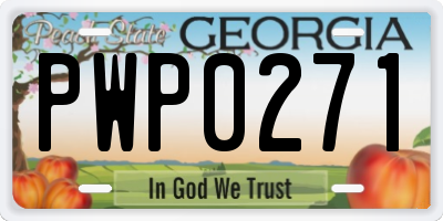 GA license plate PWP0271