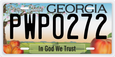 GA license plate PWP0272