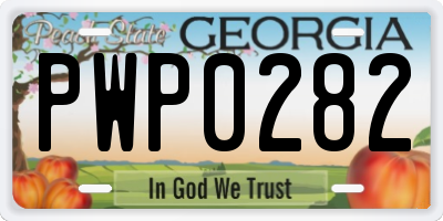 GA license plate PWP0282