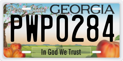 GA license plate PWP0284