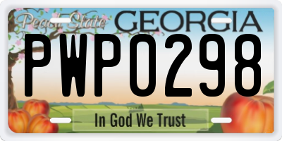 GA license plate PWP0298