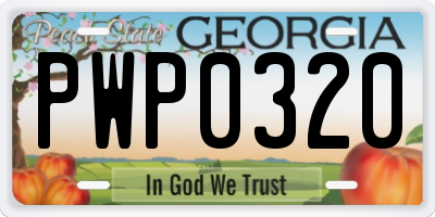 GA license plate PWP0320