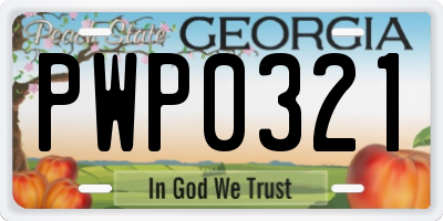 GA license plate PWP0321