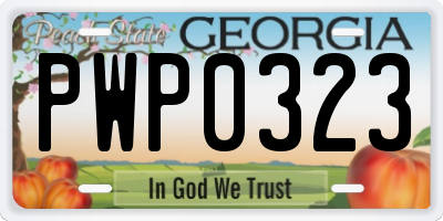 GA license plate PWP0323