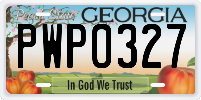 GA license plate PWP0327