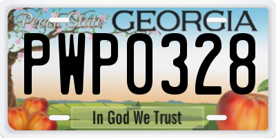 GA license plate PWP0328