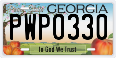 GA license plate PWP0330