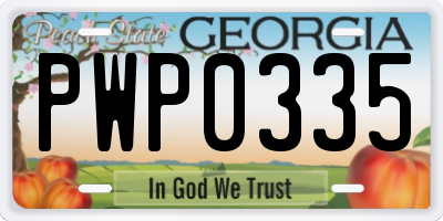 GA license plate PWP0335