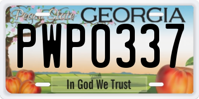 GA license plate PWP0337