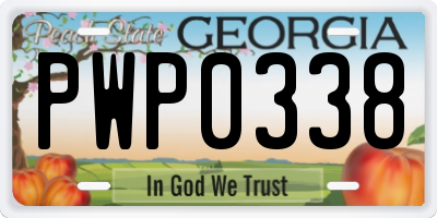 GA license plate PWP0338