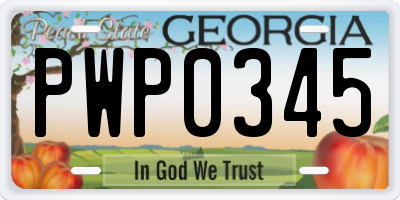 GA license plate PWP0345