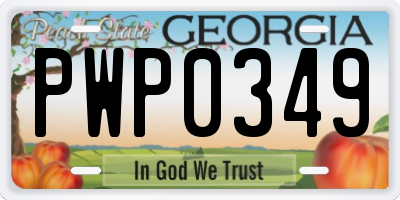 GA license plate PWP0349