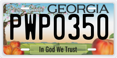 GA license plate PWP0350