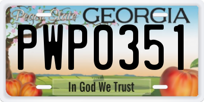 GA license plate PWP0351