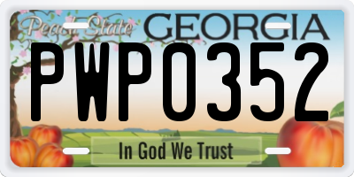GA license plate PWP0352