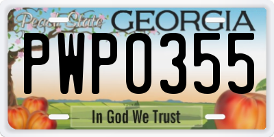 GA license plate PWP0355