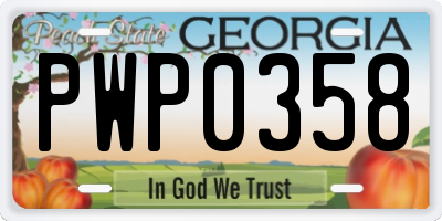GA license plate PWP0358