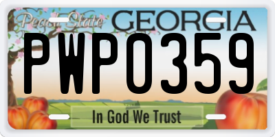 GA license plate PWP0359