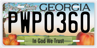 GA license plate PWP0360