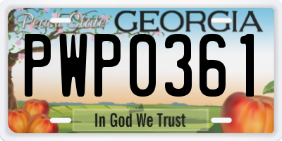 GA license plate PWP0361