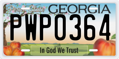 GA license plate PWP0364