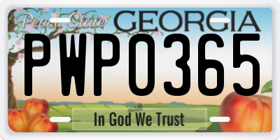 GA license plate PWP0365