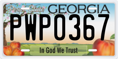 GA license plate PWP0367