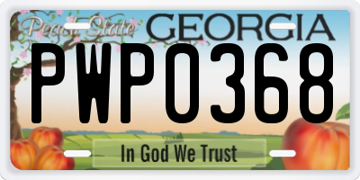 GA license plate PWP0368