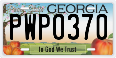 GA license plate PWP0370