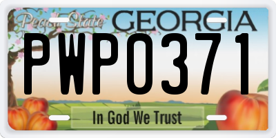 GA license plate PWP0371