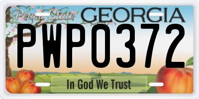 GA license plate PWP0372