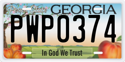 GA license plate PWP0374
