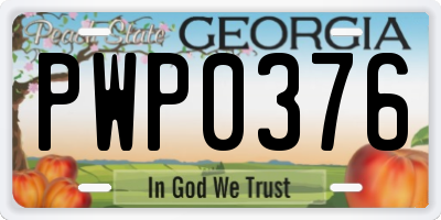 GA license plate PWP0376