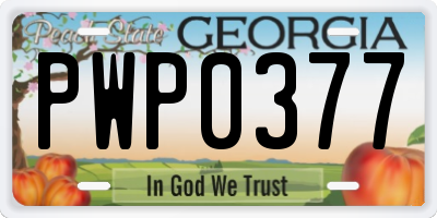 GA license plate PWP0377