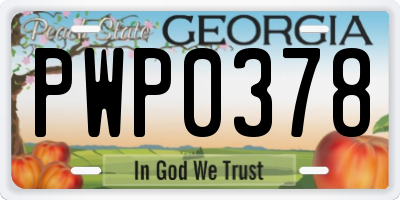 GA license plate PWP0378