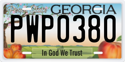 GA license plate PWP0380