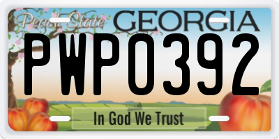 GA license plate PWP0392