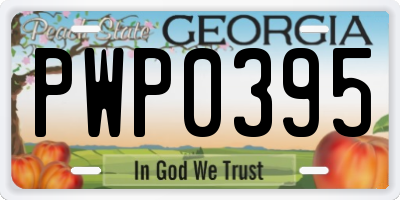 GA license plate PWP0395