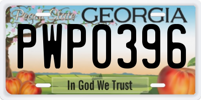 GA license plate PWP0396