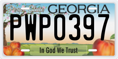 GA license plate PWP0397