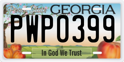 GA license plate PWP0399