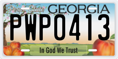 GA license plate PWP0413