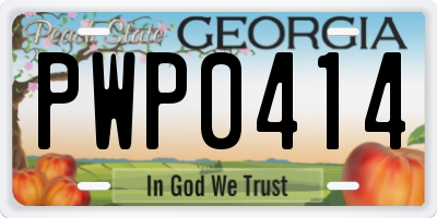 GA license plate PWP0414