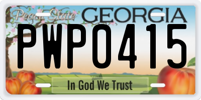 GA license plate PWP0415