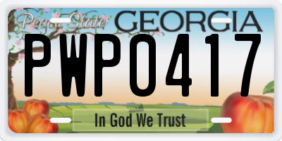 GA license plate PWP0417